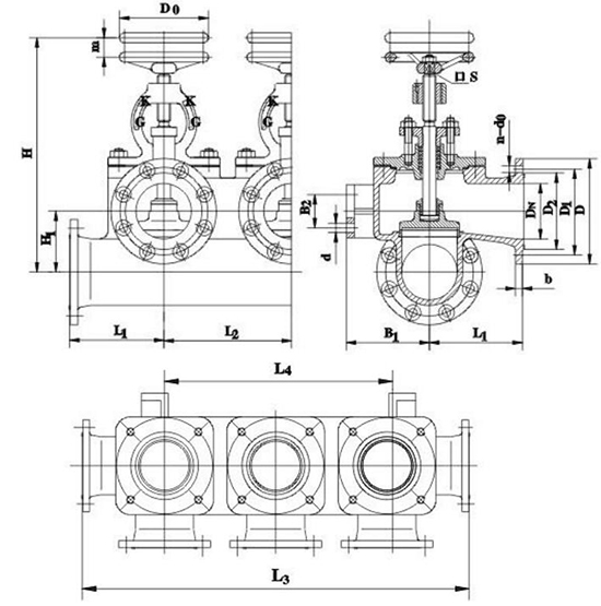 Drawing of GB T1856 Marine Cast Iron Single Arrangement Exhaust Stop Box Valve.jpeg Drawing of GB T1856 Marine Cast Iron Single Arrangement Exhaust Stop Box Valve.jpeg